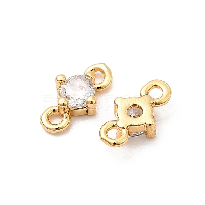 Brass Pave Clear Cubic Zirconia Connector Charms KK-F916-12G-1