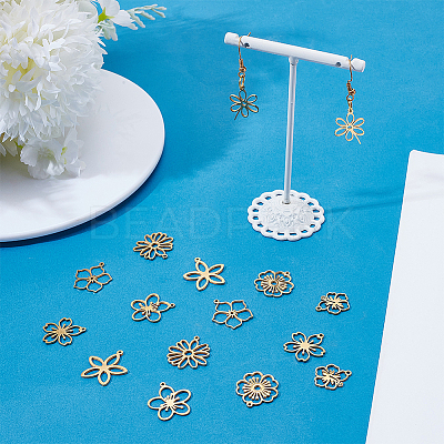16Pcs 8 Styles 201 Stainless Steel Pendants STAS-WR0001-40-1