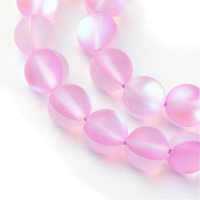 Synthetic Moonstone Beads Strands G-R375-10mm-A12-1
