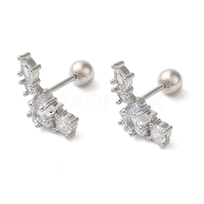 Star Brass Micro Pave Clear Cubic Zirconia Cartilage Earrings EJEW-L289-01P-02-1