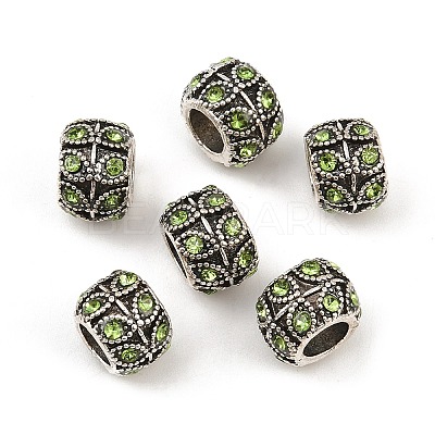 Antique Silver Plated Alloy Rhinestone Large Hole European Beads MPDL-R041-02D-1
