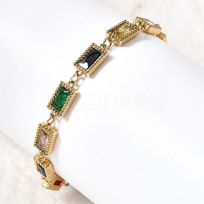 304 Stainless Steel Link Chain Bracelets for Women BJEW-A093-01C-G-1