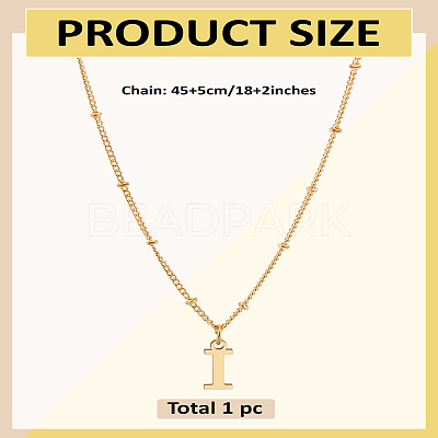 1Pc Brass Chain & 304 Stainless Steel Letter Pendant Necklaces NJEW-LP0001-35I-G-1