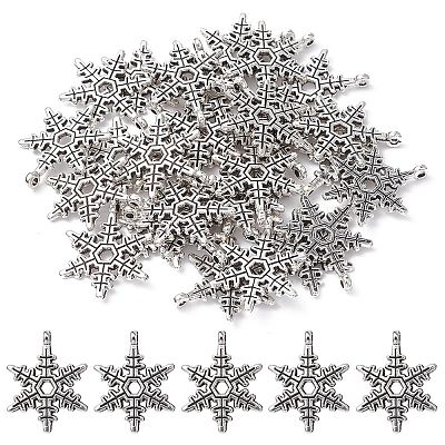 Christmas Snowflake Tibetan Style Alloy Pendants TIBEP-YW0001-58-1