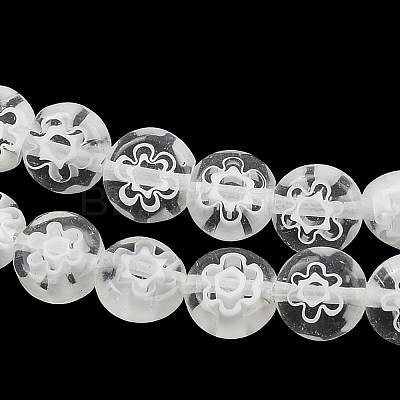 Handmade Millefiori Glass Flat Round Bead Strands LK-P010-05-1