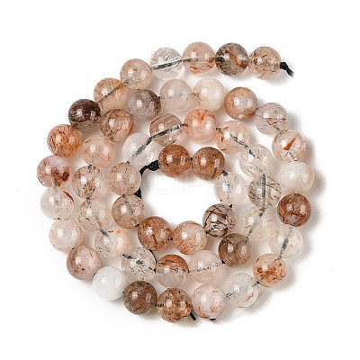 Natural Black Gold Rutilated Quartz Beads Strands G-H093-B02-8MM-1