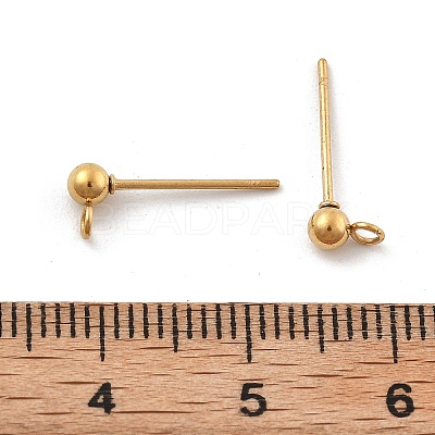 Ion Plating(IP) 304 Stainless Steel Ball Post Stud Earring Findings STAS-E163-44G-1