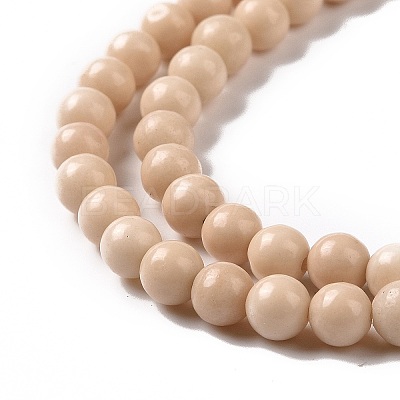 Natural Petrified Wood Round Beads Strands G-P128-49-4mm-1