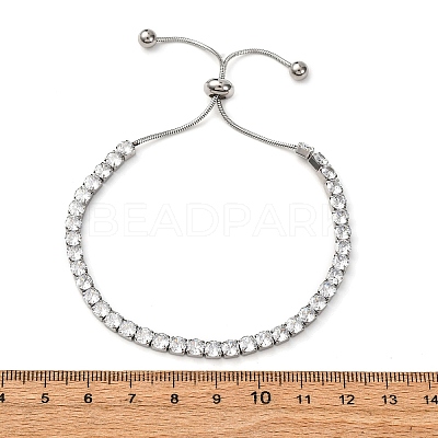 304 Stainless Steel with Clear Cubic Zirconia Link Chain Bracelets BJEW-G754-03P-03-1