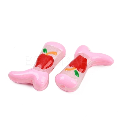 Boot Baking Paint Glass Enamel Beads LAMP-C020-02B-1