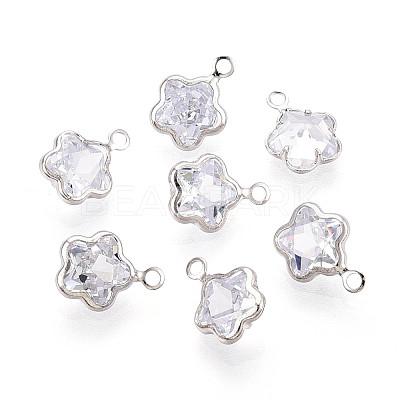 Brass Pave Clear Cubic Zirconia Pendants ZIRC-T017-02P-1