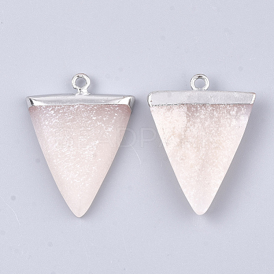 Electroplate Natural Pink Aventurine Pendants G-S344-49H-1