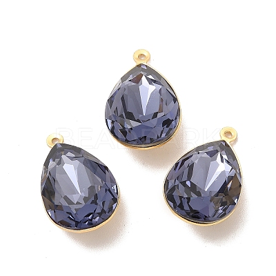 Real 18K Gold Plated Brass with Glass Pendants KK-177-22G-06-1