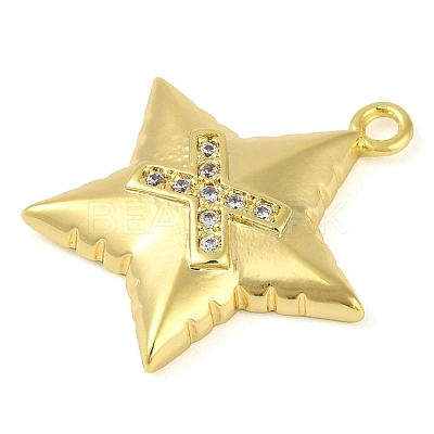 Cross Theme Real 18K Gold Plated Brass Micro Pave Clear Cubic Zirconia Pendants LS-KK-L219-06G-05-1