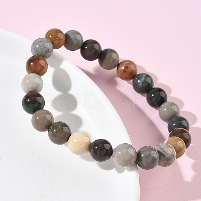 Natural Alashan Agate Round Beads Stretch Bracelets for Women BJEW-Z158-03M-03-1