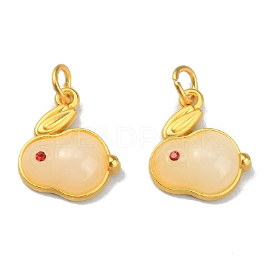 Rabbit Glass Charms GLAA-WH0030-09A-1