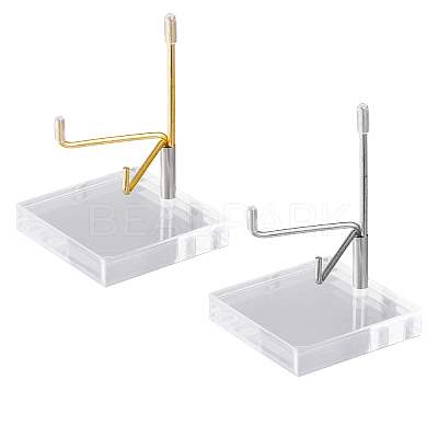 2Pcs 2 Colors Square Transparent Acrylic Mineral Crystal Stands ODIS-GL0001-06-1