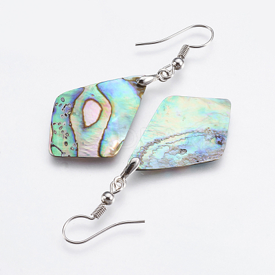 Abalone Shell/Paua Shell Dangle Earrings EJEW-F147-E08-1