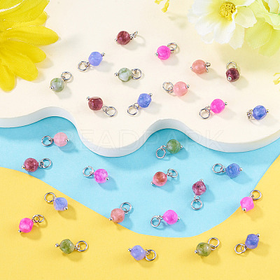 30Pcs Natural Colorful Tourmaline Dice Charms PALLOY-TA00366-1