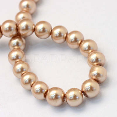 Baking Paint Pearlized Glass Pearl Round Bead Strands X-HY-Q330-8mm-11-1