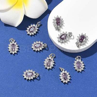 SHEGRACE Brass Micro Pave Cubic Zirconia Pendants XGRQ2O700-446E-P-1