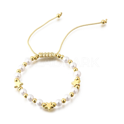 ABS Imitation Pearl Beads Braided Bead Bracelets for Women BJEW-D317-09A-G-1
