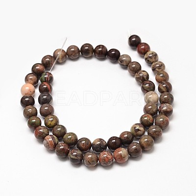 Natural Rainforest Agate Round Bead Strands G-P075-45-6mm-1