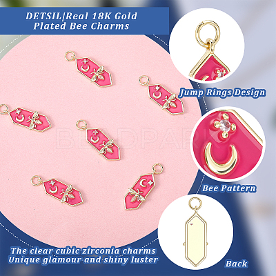 6Pcs Brass Micro Pave Cubic Zirconia Pendants KK-BBC0025-85-1