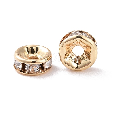 Brass Crystal Rhinestone Spacer Beads KK-G418-14G-A-1
