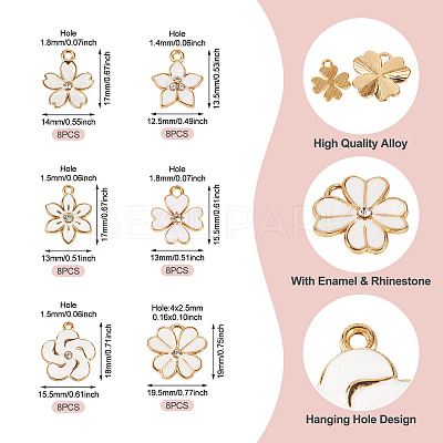 48Pcs 6 Styles Alloy Enamel Pendants ENAM-TA0003-40-1