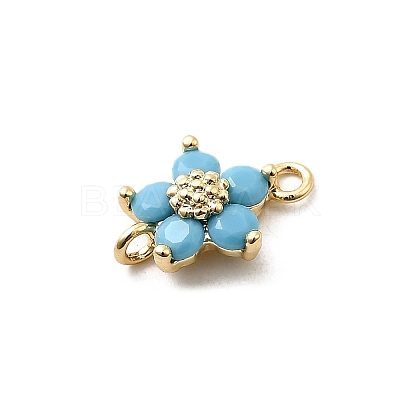 Brass Pave Cubic Zirconia Flower Links Connector Charms KK-H089-34G-04-1