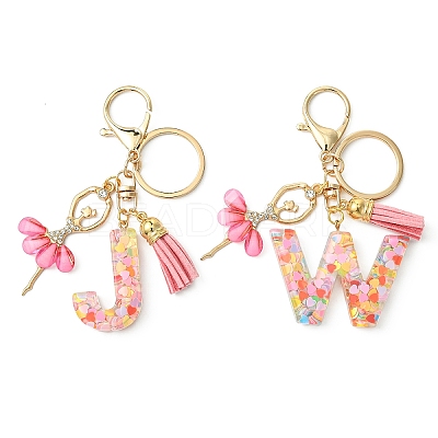 Letter A~Z Transparent Glitter Resin Pendant Keychains KEYC-FZ00024-11-1