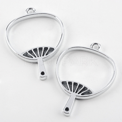Rack Plating Alloy Fan Open Back Bezel Pendants X-PALLOY-S047-18D-FF-1