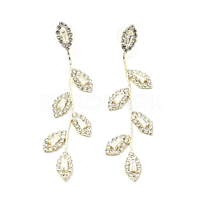 Clear Cubic Zirconia & Crystal Rhinestone Long Dangle Stud Earrings EJEW-C037-06C-LG-1