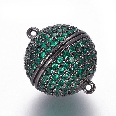 Brass Micro Pave Cubic Zirconia Magnetic Clasps with Loops ZIRC-L075-49E-1