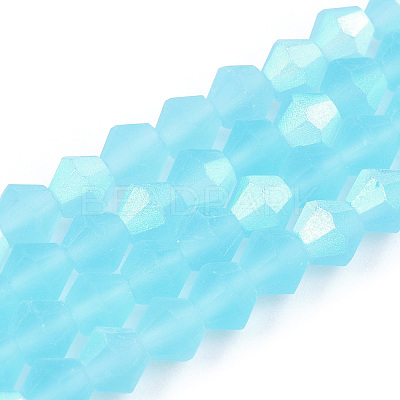 Imitate Austrian Crystal Bicone Frosted Glass Beads Strands EGLA-A039-T4mm-MB20-1