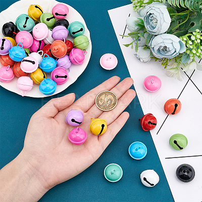 48Pcs 12 Colors Baking Paint Iron Bell Pendants IFIN-NB0001-43-1