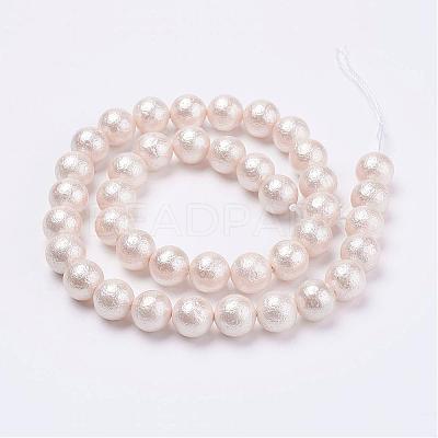 Wrinkle Textured Shell Pearl Beads Strands BSHE-E016-8mm-07-1