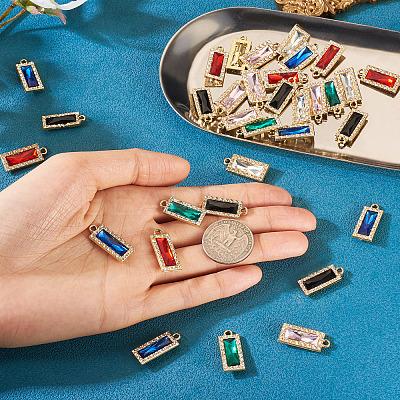 36Pcs 6 Colors Zinc Alloy Glass Pendants ALRI-TA0001-33-1