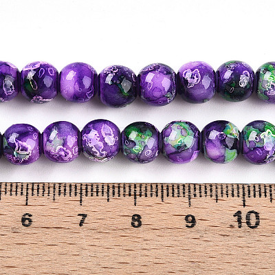 Baking Paint Glass Beads Strands DGLA-N003-8mm-A07-1