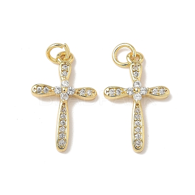 Brass Micro Pave Cubic Zirconia Pendants X1-KK-Q068-49C-G-1