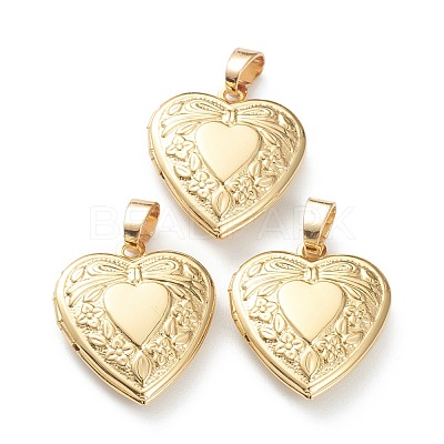 Brass Locket Pendants KK-P199-18G-1