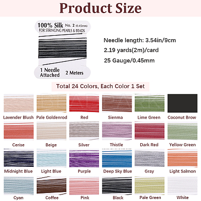 24Pcs 24 Colors Pure Silk Cord OCOR-BBC0001-05-1