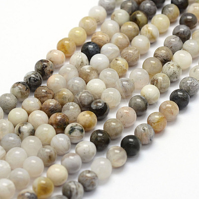 Natural Bamboo Leaf Agate Beads Strands G-F364-02-6mm-1