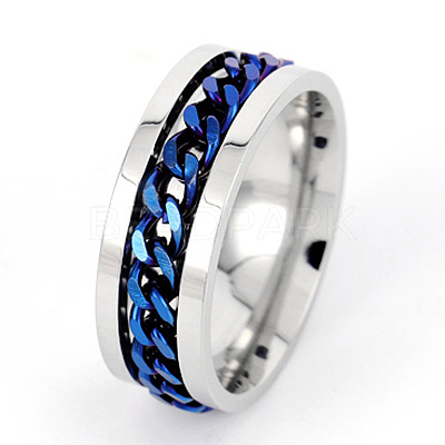 304 Stainless Steel Rotatable Chain Finger Rings for Men FS-WG60CA3-10-1