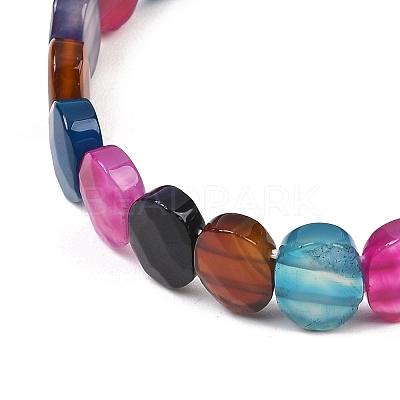 Dyed & Heated Natural Agate Oval Beaded Stretch Bracelet G-E010-01-16-1