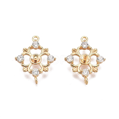 Brass Pave Clear Cubic Zirconia Connector Charm KK-C005-05G-1