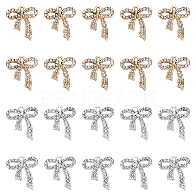 40Pcs 2 Coloes Alloy Rhinestone Pendants FIND-UN0007-55-1