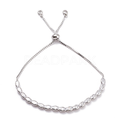 Cubic Zirconia Oval Tennis Bracelet for Men Women Gift BJEW-F417-05P-RS-1