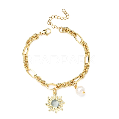 Cat Eye Charm Bracelets BJEW-JB12420-01-1